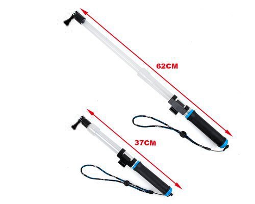 Mixbrix Transparent ABS Material Float Floating Extension Extendable Selfie Pole Monopod With Remote Mount Clip for Gopro Digital Camera Hero 1 / 2 / 3 / 3+ / 4 - Blue