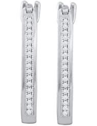 10KT White Gold 0.10 CTW Diamond Micro Pave Hoops