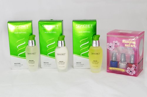 Seacret Set Revive Eye Serum + Restore Face Serum + Regain Eye Cream + Konad Set Stone Gift