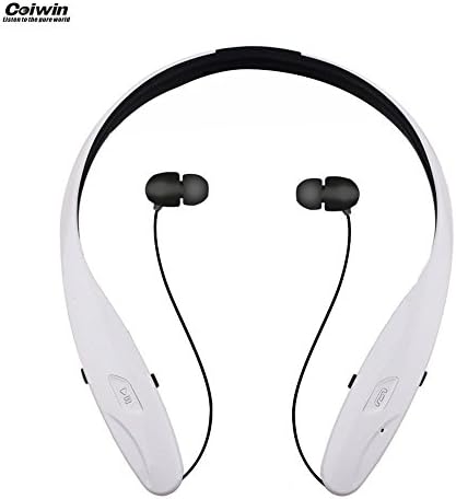 Bluetooth Headset, Coiwin HBS-950S Wireless Bluetooth Headsets Hand-free Headphones/Earbuds, Neckband Noise Canceling for Iphone/Ipad/Sony and Other Bluetooth Device (HBS-950s-White)