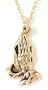 22k Yellow Gold Plated Praying Hands Pendant by Bob Siemon, 18"