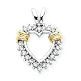 10K Two Tone Gold 1/2 ct. Diamond Heart Pendant with Chain