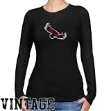 NCAA Saint Joseph's Hawks Ladies Black Distressed Logo Vintage Long Sleeve Slim Fit T-shirt