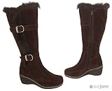 SUEDE FUR TRIM BUCKLE WEDGE BOOT