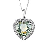 Green Amethyst and Diamond Heart Pendant