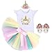 HIHCBF Baby Girls Princess First Birthday Cake Smash Unicorn Outfits Romper Rainbow Tutu Skirt Unicorn Headband Shoes 12-18 Months