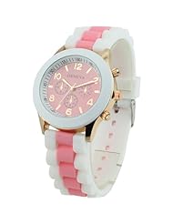 Womens Geneva Silicone Band Jelly Gel Quartz Wrist Watch Pink