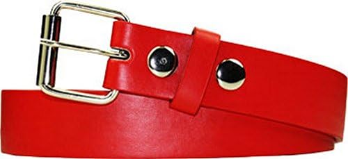 Kids 1 Inch Plain or Studded Belts Removable Genuine Leather (large = 28", red)