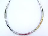 14K Rainbow Sapphire & Diamond Necklace