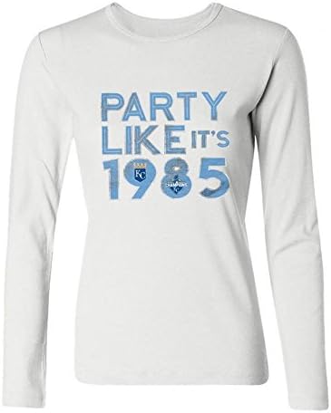 Jennydesign Women's Kansas City Royals Threads 2015 World Series Champions Party Long sleeves T-Shirts 100% Cotton