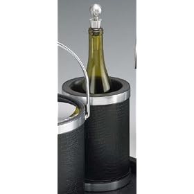 Kraftware 64078 Crocodile Black with Brushed Chrome Deluxe Wine Chiller with Bands by Kraftware