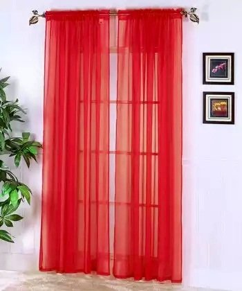 1kidandaheadache 2pc Salsa Red Voile Fully Stiched Elegant Sheer Panels 60x84