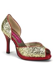 Women's 3 3/4 Inch Heel Peep Toe Glitter D'Orsay Pump With Platform