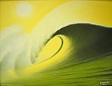 バリアート 絵画 M 横 『Big Wave in Sunset　yellow』 アジアン雑貨 BIG WAVE