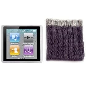 Kolay 6G Nano Starter Pack Clear Silicone Case + Grey Sock Cover & 2 x Screen Protector Kit for New Apple iPod Nano 6 6th Generation 8GB 16GB