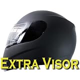 Matte Flat Black Motorcycle Full Face Helmet +2 Visors DOT (Medium)