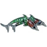 Silver Tone Diving Dolphins Animal Brooches Pin
