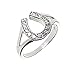 Lucky Horseshoe Ring Crystal and Silver Western Jewelry Good Luck Charm for Horse Lover Girl Woman Teen