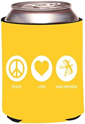 Rikki Knight RKws-KOOZIE-42729 "Peace Love Hair Dresser Yellow Color Design" Beer Can/Soda Drink Cooler Koozie
