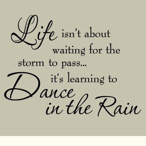 Life Isnt About Waiting for the Storm To Pass Its Learning To Dance In The Rain Vinyl Wall Decal Inspirational Quotes