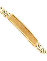 14k Yellow Gold 6.8mm Cuban Childs Bezel ID Bracelet