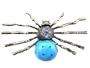Extra Large Blue Bodied Vintage-like Daddy Long Leg Spider Fashion Pin Brooch