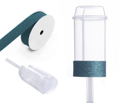 Dress My Cupcake DMC91928 Heart Shaped Clear Push Pops 100-Pack Plastic Containers with Lid DIY Kit, Aqua Glitter