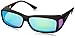 Cocoons Wide Line Ml Polarized Rectangular Sunglasses, Black Frame & Amber Green Mirror Lens, 63 mm