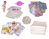 Stoffwindel Paket 50 Teile - Mullwindeln Spucktücher Flanell Molton Waschlappen