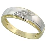 10k Gold Men's Diamond Band w/ Rhodium Accent, w/ 0.03 Carat Brilliant Cut Diamonds, 1/4 in. (7mm) wide