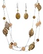Necklace - N343 - Triple Strand ~ Jasper Gemstone and Glass Beads (18") + Matching Earrings