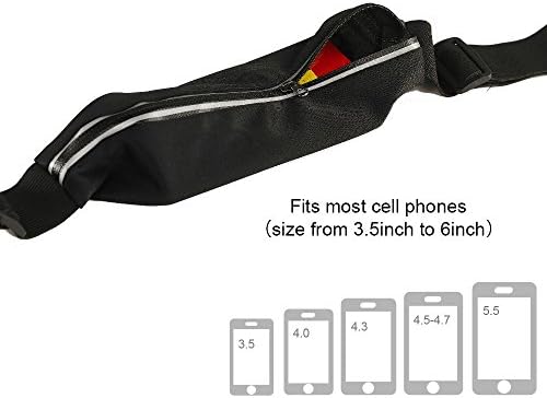 GritoFit Extra Large Pocket Water-Resistant Running Belt for Men &amp; Women with Reflective Strip/Waist Pack - Fits All Smartphone &amp; Accessories/Great for Cycling, Hiking, Workout, Jogging (Yellow)