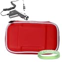 Nintendo DSI Carrying Case ( Red ) + Rapid Nintendo DSI Car Charger + Vangoddy tm, Live*Laugh*Love wrist band!!!