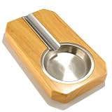 STUNNING OAK WOOD GRAIN S.STEEL SMOKING CIGAR ASHTRAY