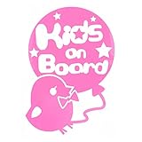 ピンク（桃色） Kids on board 蝶ネクタイひよこ ヒヨコ リボン 動物 ステッカー 窓ガラス シール キッズ イン ザ カー ※吸盤・マグネットタイプではありません 取付簡単 子供が乗って