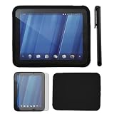 SKQUE PREMIUM SCREEN PROTECTOR+BLACK SILICONE CASE+BLACK STYLUS PEN FOR HP TOUCHPAD