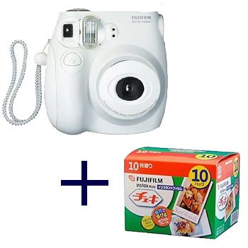 Fujiilm Instax MINI 7s White Instant Film Camera with Cheki film 10pack (10picture X10)