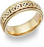 Caer Celtic Knot Wedding Band Ring, 14K Gold