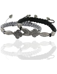 Diamond Pave Macrame Bracelet Sterling Silver Handmade Jewelry