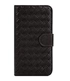 IPhone5 5S / galaxy note3 /galaxy s5 編み込み イントレチャート レザー ケース / スマホ 携帯 カバー iphone5/5s ダークブラウン 透明プリウス
