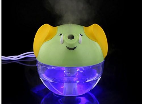 230ml Unique Beautiful Cartoon mascot elephant Mushroom Mini USB Humidifier Purifier with LED Light for Office Home Car travel (Green)