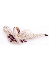 Fashion Plaza Women`s Amethyst Purple Flower Wreath Cubic Zircon Pin Brooch BR132