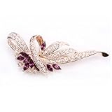 18K Gold Finish & Amethyst Purple Flower Wreath Austrian Crystal Pin Brooch BR132 thumbnail