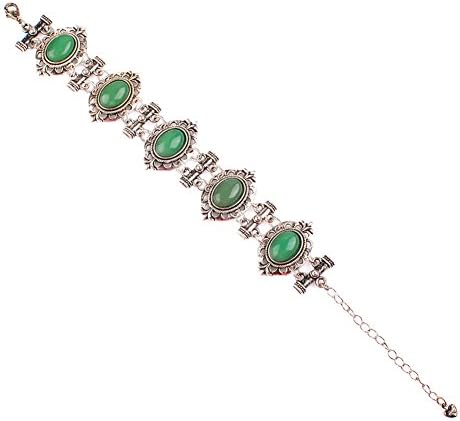 Iminibox 1pcs Gemstone Amethyst Healing Point Baroque Palace Retro Bracelet Bangle Unisex Gift (Green Aventurine)