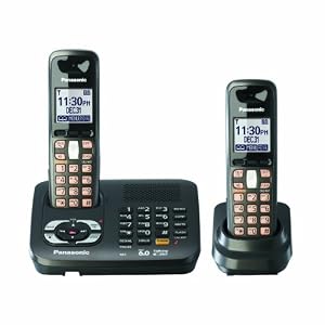 Panasonic Dect 6.0 Titanium Black Cordless Phone with Answering Machine (KX-TG6442T) by Panasonic