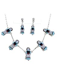 Multicolor Jewelry Storyteller Woman Zuni Link Necklace Set MX22990