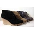 Super Damen Stiefeletten mit Keilabsatz Schuhe Neu Top 808
