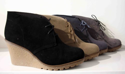 Super Damen Stiefeletten mit Keilabsatz Winterschuhe Neu Top 808