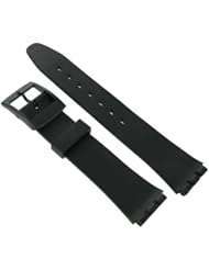 17mm Milano Rubber PVC Plain Black Flexible Replacement Watch Band for Standard Gents Swatch Watch