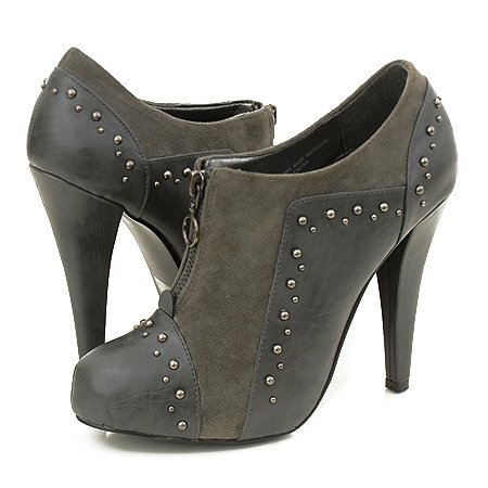 Retro Collar Gray Open Toe Women Bootie Dress Boots